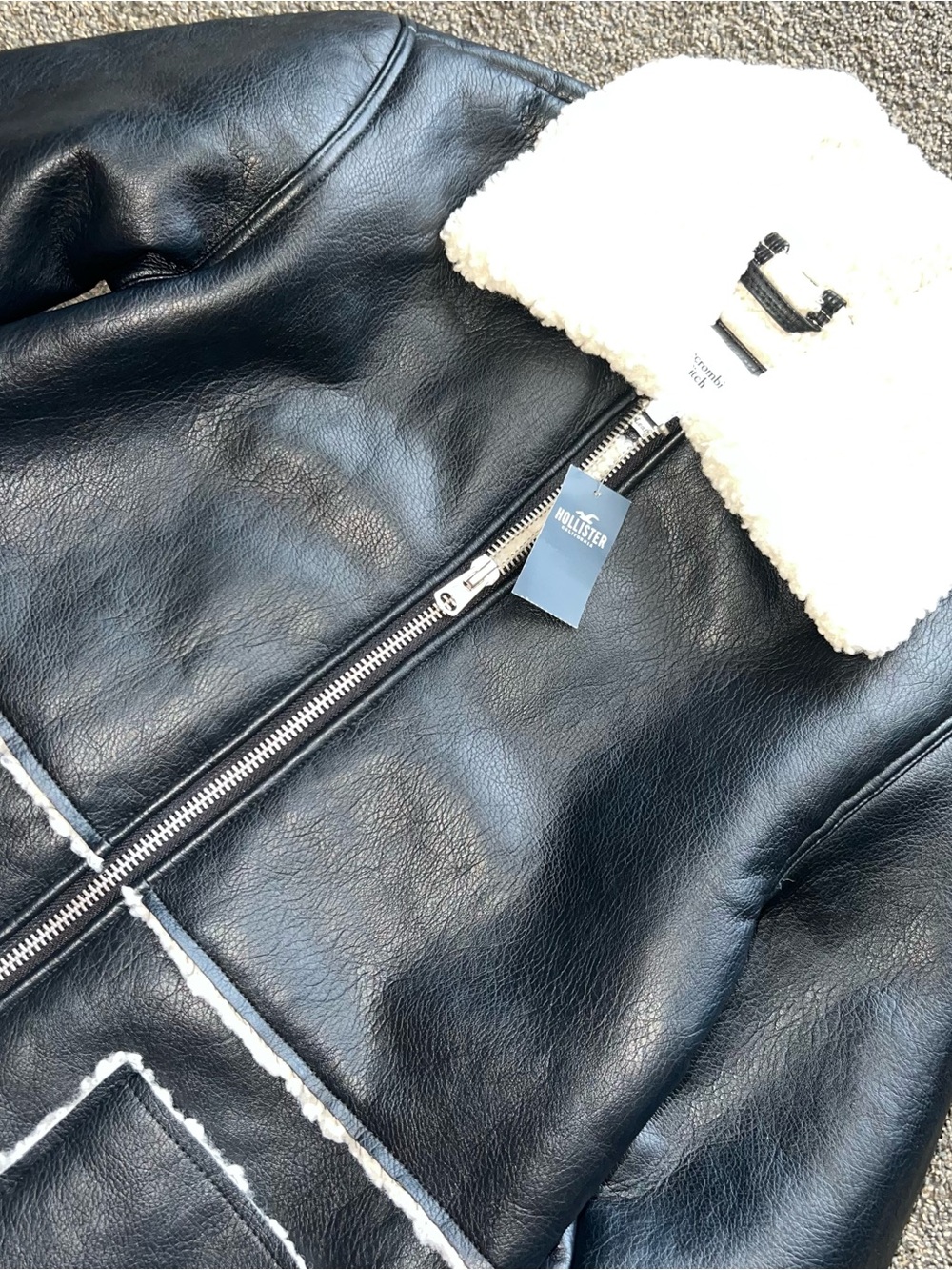 NWT Abercrombie Fitch Sherpa Lined Vegan Leather Jacket/coat Men’s Size S/XS